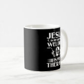 Schweisser anwesend Jesus ist mein Retter Schweißg Kaffeetasse (VorderseiteRechts)