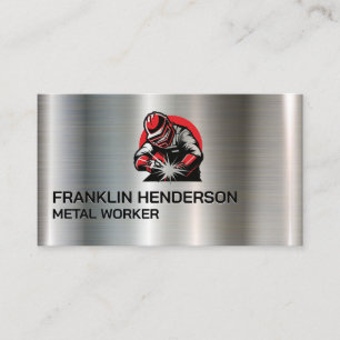 Schweißer bei der Arbeit mit Metall   Handwerker Visitenkarte