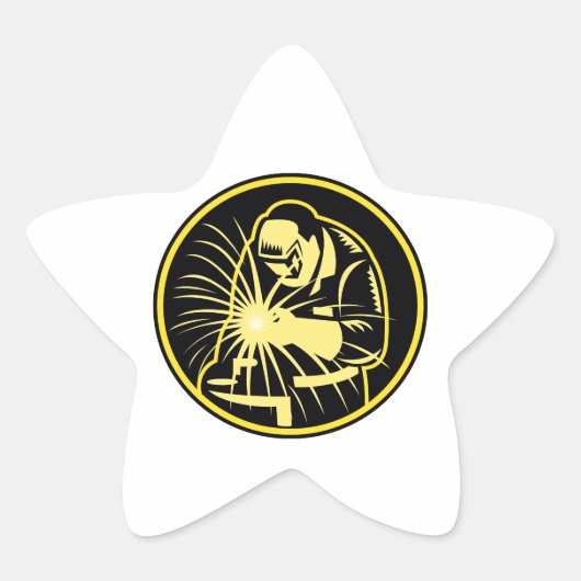 Schweisser mit schweißender Torchsichterhalterung Stern-Aufkleber (Vorderseite)