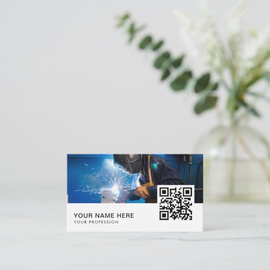 Schweißer QR-Code Visitenkarte (Stehend Vorderseite)