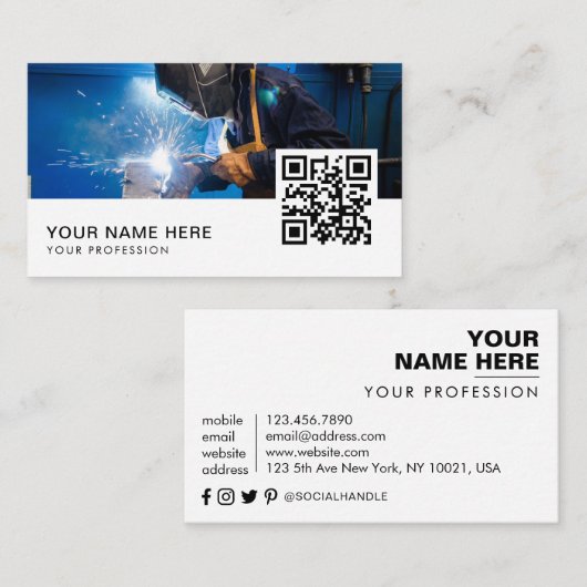 Schweißer QR-Code Visitenkarte (Vorne/Hinten)
