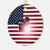 Schweißer und amerikanische Flagge Keramik Ornament (Links)