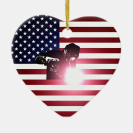 Schweißer und amerikanische Flagge Keramikornament