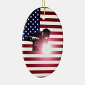 Schweißer und amerikanische Flagge Keramikornament (Rechts)