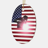 Schweißer und amerikanische Flagge Keramikornament (Links)