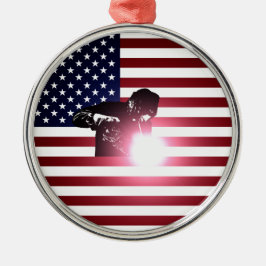 Schweißer und amerikanische Flagge Silbernes Ornament