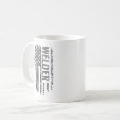 Schweißer USA-Flagge Distressed-Design Kaffeetasse (Vorderseite Links)