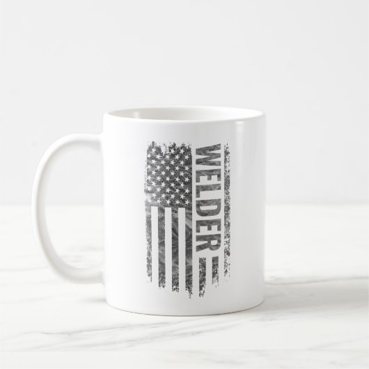 Schweißer USA-Flagge Distressed-Design Kaffeetasse (Links)