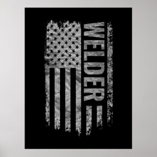 Schweißer USA-Flagge Distressed-Design Poster