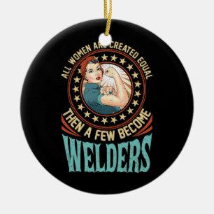 Schweißerin Schweißarbeit Retro Vintage Keramik Ornament