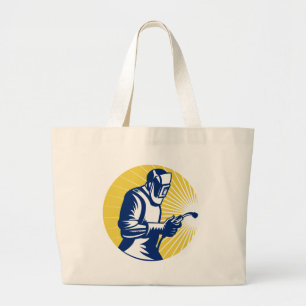 Schweißerschweißensarbeitskraft Retro Jumbo Stoffbeutel