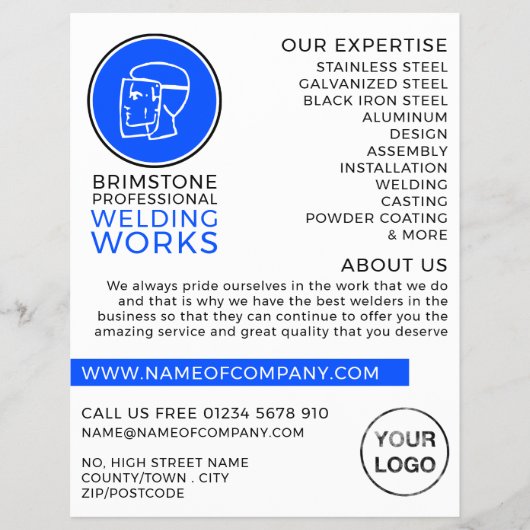 Schweißlogo, Metallarbeiter, Schweißwerbung Flyer (Vorne)