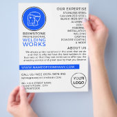 Schweißlogo, Metallarbeiter, Schweißwerbung Flyer (Hand)