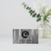 Schweißlogo | Metallischer grauer Hintergrund Visitenkarte (Stehend Vorderseite)