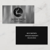 Schweißlogo | Metallischer grauer Hintergrund Visitenkarte (Vorne/Hinten)