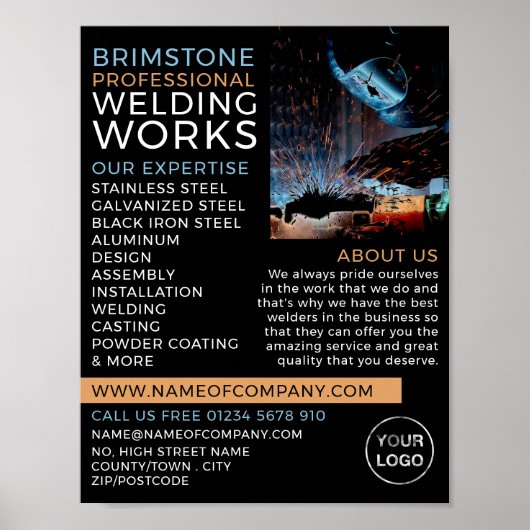 Schweißportrait, Metallarbeiter, Schweißwerbung Poster (Vorne)