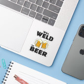 Schweissschweißen Weld Metallfabrikation Beer Funn Aufkleber (Laptop mit iPhone)