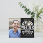 Schweisstorch & Sparks-zertifizierter Schweißer-Ab Ankündigungspostkarte (Stehend Vorderseite)