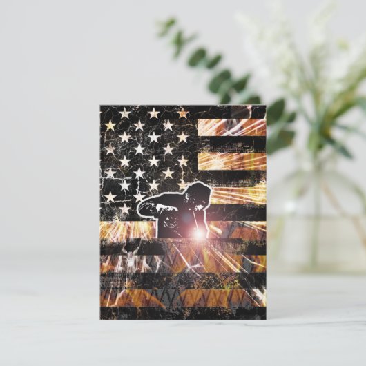 Schweißzangen und Flammen Dankeskarte (Stehend Vorderseite)