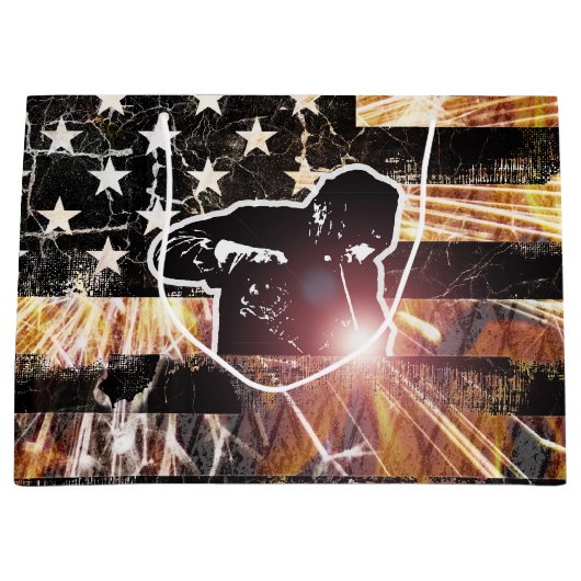 Schweißzangen und Flammen Große Geschenktüte (Vorderseite)