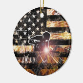 Schweißzangen und Flammen Keramik Ornament (Links)