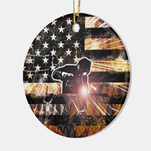 Schweißzangen und Flammen Keramik Ornament (Links)