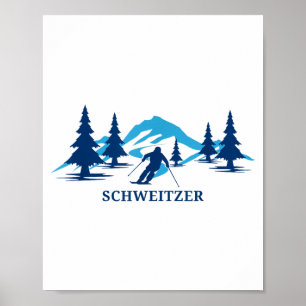 Schweitzer Idaho Skigebiet Skifahren Skifahrer Poster