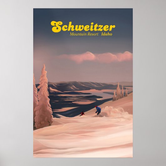 Schweitzer Mountain Resort Reiseplakat Poster (Vorne)