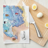 " Schweiz: 2021/heute - 26 Kantone Geschirrtuch (Viertel Falte)