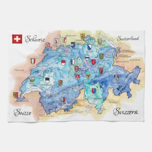 " Schweiz: 2021/heute - 26 Kantone Geschirrtuch (Horizontal)