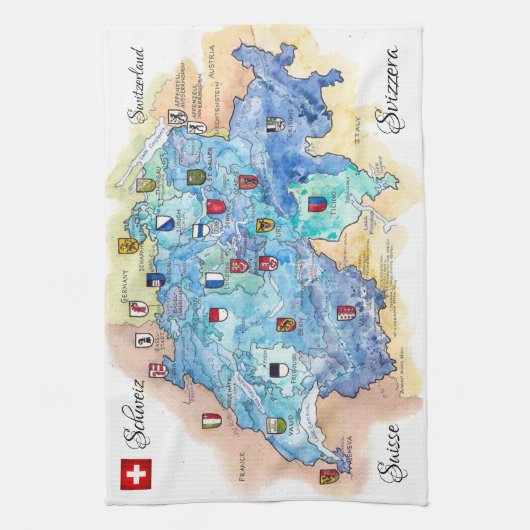 " Schweiz: 2021/heute - 26 Kantone Geschirrtuch (Vertikal)