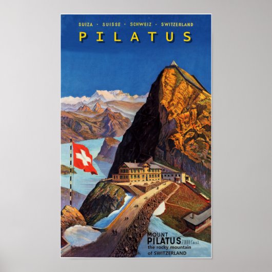 " Schweiz: 2022/heute - Pilatus Vintag Reise ... Poster (Vorne)