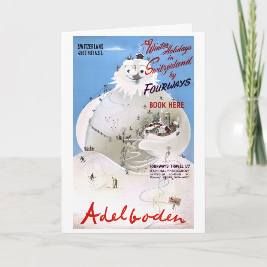 Schweiz Adelboden Vintage Travel Poster Karte (Vorderseite)