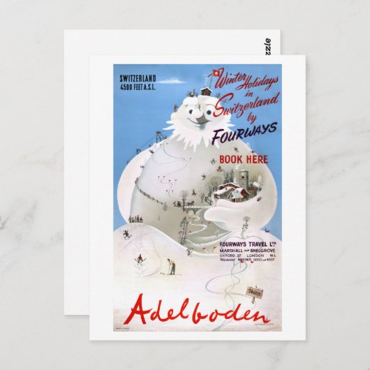 Schweiz Adelboden Vintage Travel Poster Postkarte (Vorne/Hinten)