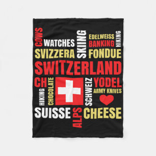 Schweiz Alpen Kühe Fondue Käse Skifahren Schweiz L Fleecedecke