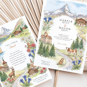 Schweiz Alpen Matterhorn Schloss Chillon Hochzeit Einladung
