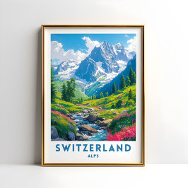 Schweiz Alpen Reisen Print Poster Wand Kunst