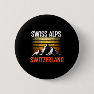 Schweiz Alpen Vintage Skifahren Berge Schweizer Button
