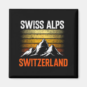 Schweiz Alpen Vintage Skifahren Berge Schweizer Magnet