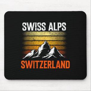 Schweiz Alpen Vintage Skifahren Berge Schweizer Mousepad