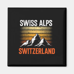 Schweiz Alpen Vintage Skifahren Berge Schweizer So Magnet