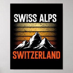 Schweiz Alpen Vintage Skifahren Berge Schweizer So Poster