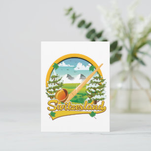 Schweiz Alphorn-Retrologo Feiertagspostkarte