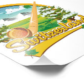 Schweiz Alphorn-Retrologo Fotodruck (Ecke)