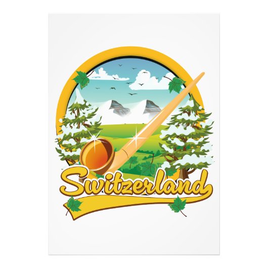 Schweiz Alphorn-Retrologo Fotodruck (Vorne)