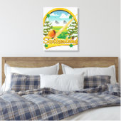 Schweiz Alphorn-Retrologo Leinwanddruck (Insitu (Schlafzimmer))