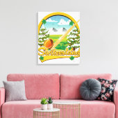 Schweiz Alphorn-Retrologo Leinwanddruck (Insitu (Wohnzimmer))