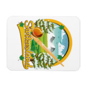 Schweiz Alphorn-Retrologo Magnet (Horizontal)