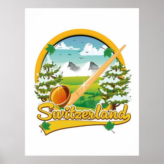 Schweiz Alphorn-Retrologo Poster (Vorne)