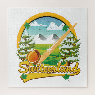Schweiz Alphorn-Retrologo Puzzle